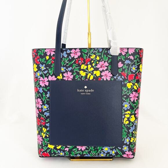 KATE SPADE Daily Tote Large Floral Blue NWT - Picture 1 of 11